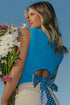 Knot Back Polka Dot Cropped Knit Sweater Vest