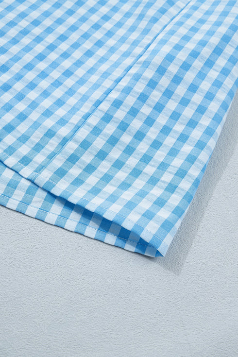 Knot Back Ruffled Short Sleeve Gingham Maxi Dress