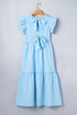 Knot Back Ruffled Short Sleeve Gingham Maxi Dress