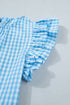 Knot Back Ruffled Short Sleeve Gingham Maxi Dress
