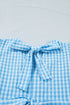 Knot Back Ruffled Short Sleeve Gingham Maxi Dress