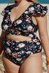 Knot Front Flutter Sleeve Cutout One Piece Swimsuit