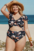 Knot Front Flutter Sleeve Cutout One Piece Swimsuit