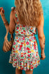 Knotted Strap Cinched Waist Ruffle Hem Floral Dress