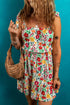 Knotted Strap Cinched Waist Ruffle Hem Floral Dress