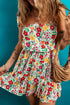 Knotted Strap Cinched Waist Ruffle Hem Floral Dress