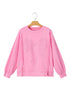 Lace Bow Applique Exposed Seam Pullover Sweatshirt