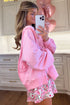 Lace Bow Applique Exposed Seam Pullover Sweatshirt