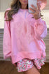 Lace Bow Applique Exposed Seam Pullover Sweatshirt