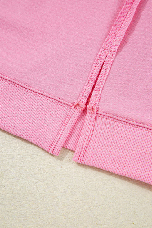 Lace Bow Applique Exposed Seam Pullover Sweatshirt