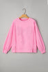 Lace Bow Applique Exposed Seam Pullover Sweatshirt