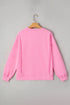 Lace Bow Applique Exposed Seam Pullover Sweatshirt