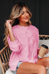 Lace Bow Applique Exposed Seam Pullover Sweatshirt