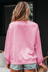 Lace Bow Applique Exposed Seam Pullover Sweatshirt