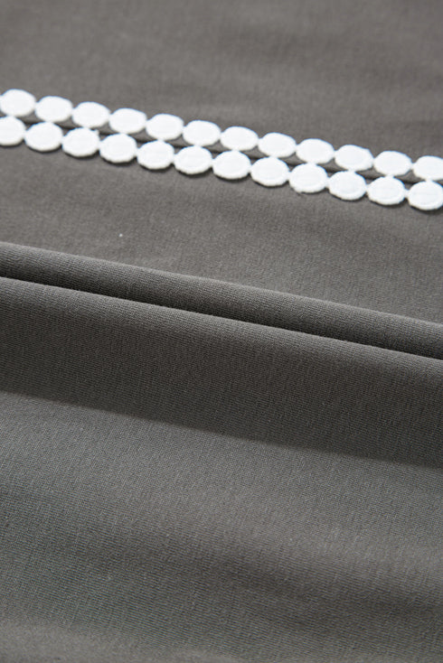 Lace Bow Detail Raw Edge Cotton Blend Tee