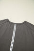 Lace Bow Detail Raw Edge Cotton Blend Tee