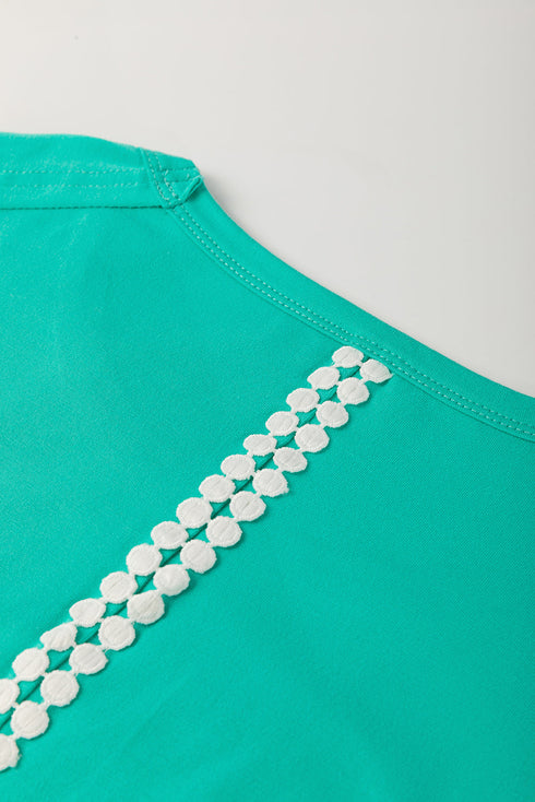 Lace Bow Detail Raw Edge Cotton Blend Tee