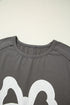 Lace Bow Detail Raw Edge Cotton Blend Tee