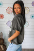 Lace Bow Detail Raw Edge Cotton Blend Tee