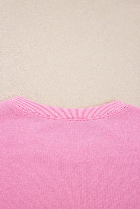 Lace Bow Embroidered Side Slit Dolman Sweatshirt