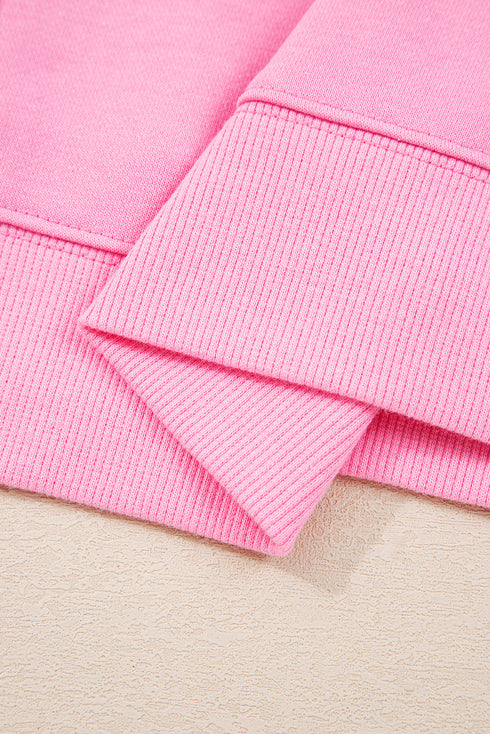 Lace Bow Embroidered Side Slit Dolman Sweatshirt