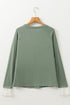 Lace Contrast Cuff Raglan Sleeve Seam Detail Top