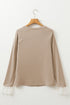 Lace Contrast Cuff Raglan Sleeve Seam Detail Top