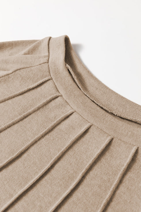 Lace Contrast Cuff Raglan Sleeve Seam Detail Top