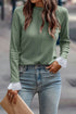 Lace Contrast Cuff Raglan Sleeve Seam Detail Top