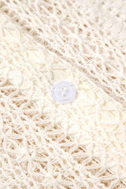 Lace Crochet Collared Tunic Oversized Shirt