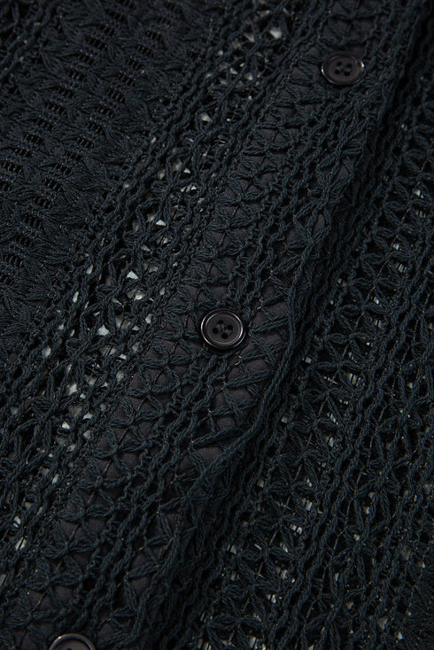 Lace Crochet Collared Tunic Oversized Shirt