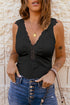 Lace Crochet Rib Knit Sleeveless V Neck Bodysuit