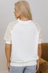 Lace Crochet Short Sleeve Round Neck T Shirt