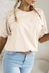 Lace Crochet Short Sleeve Round Neck T Shirt