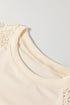 Lace Crochet Short Sleeve Round Neck T Shirt