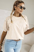 Lace Crochet Short Sleeve Round Neck T Shirt