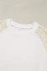 Lace Crochet Short Sleeve Round Neck T Shirt