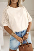 Lace Crochet Short Sleeve Round Neck T Shirt