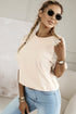 Lace Crochet Short Sleeve Round Neck T Shirt