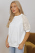 Lace Crochet Short Sleeve Round Neck T Shirt