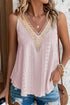 Lace Crochet Splicing V Neck Loose Fit Tank Top