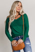 Lace Crochet V Neck Long Sleeve Top