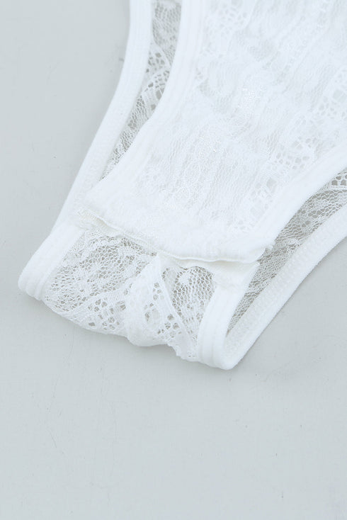 Lace Cut-Out Deep V Neck Bodysuit