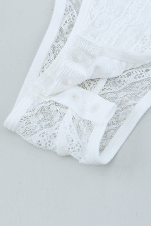 Lace Cut-Out Deep V Neck Bodysuit