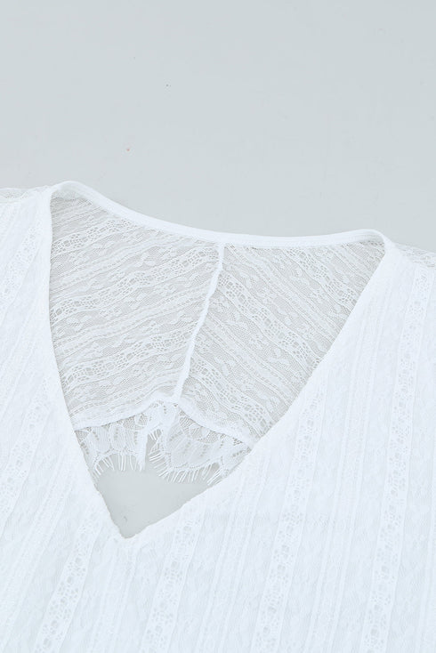 Lace Cut-Out Deep V Neck Bodysuit