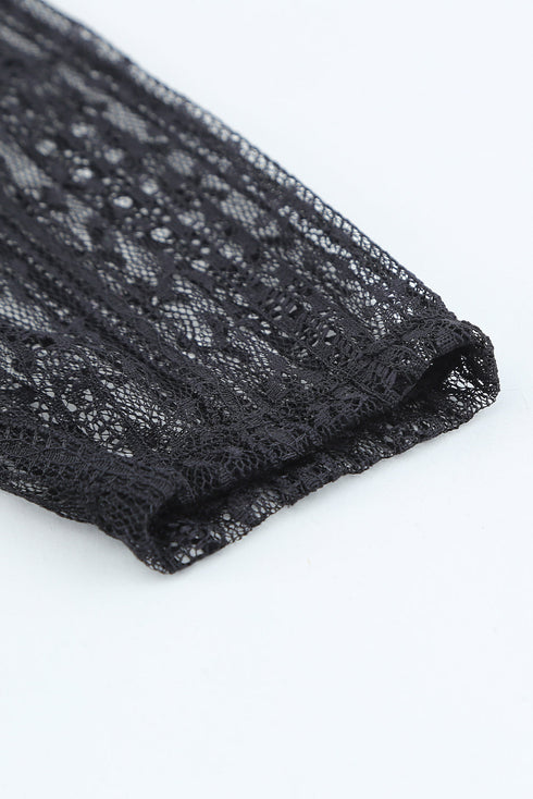 Lace Cut-Out Deep V Neck Bodysuit