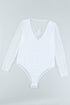 Lace Cut-Out Deep V Neck Bodysuit
