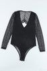 Lace Cut-Out Deep V Neck Bodysuit