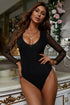 Lace Cut-Out Deep V Neck Bodysuit