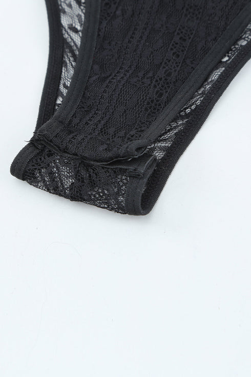 Lace Cut-Out Deep V Neck Bodysuit